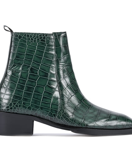 S&B Croco Chelsea with Gold Chain - Green
