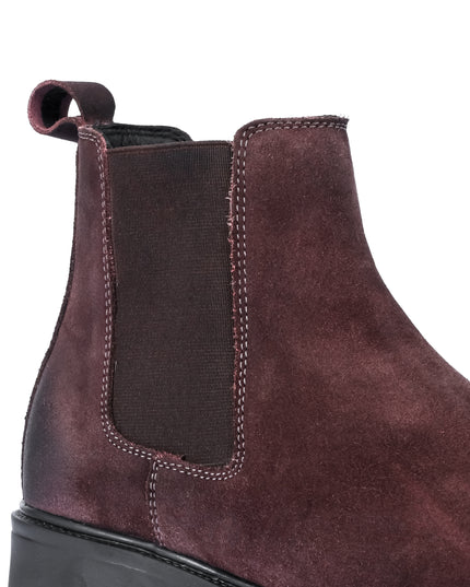 S&B Round Suede Leather Chelsea - Brown