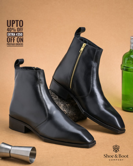 S&B Square-Toe Cuban Chelsea - Black