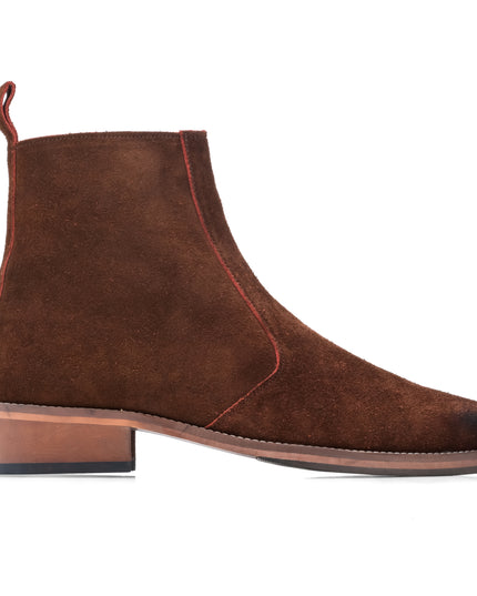 S&B Suede Pointed Chelsea - Brown