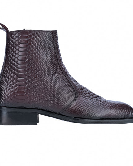 S&B Croco square-Toe Cuban Chelsea - Cherry