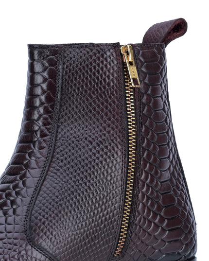 S&B Croco square-Toe Cuban Chelsea - Cherry