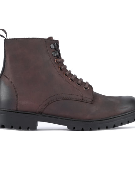 S&B Nubuck Leather Lace-Up Boot - Brown