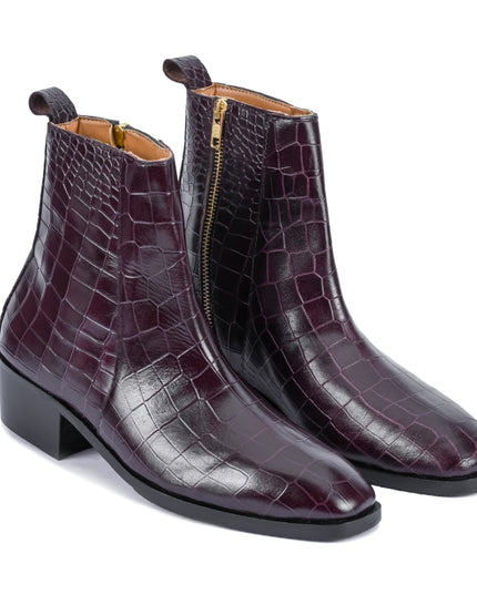 S&B Croco Chelsea with Gold Chain - Cherry