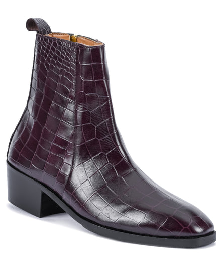 S&B Croco Chelsea with Gold Chain - Cherry