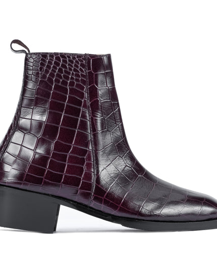S&B Croco Chelsea with Gold Chain - Cherry