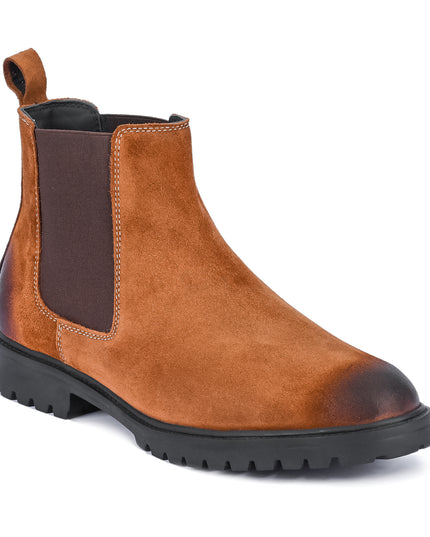 S&B Round Suede Leather Chelsea - Camel