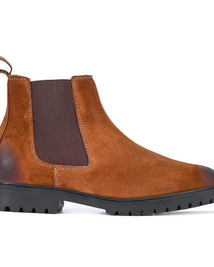 S&B Round Suede Leather Chelsea - Camel
