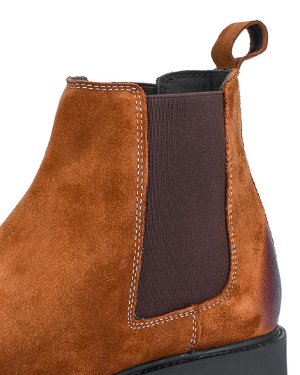 S&B Round Suede Leather Chelsea - Camel