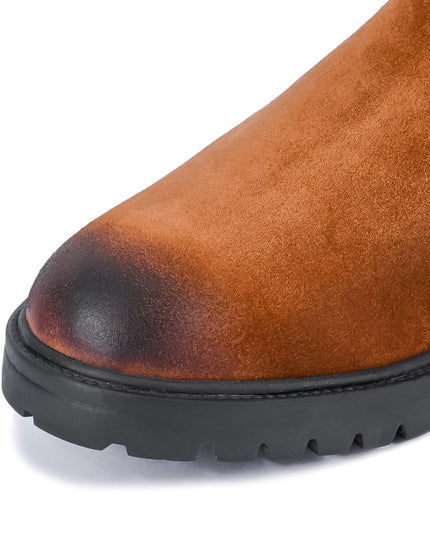 S&B Round Suede Leather Chelsea - Camel