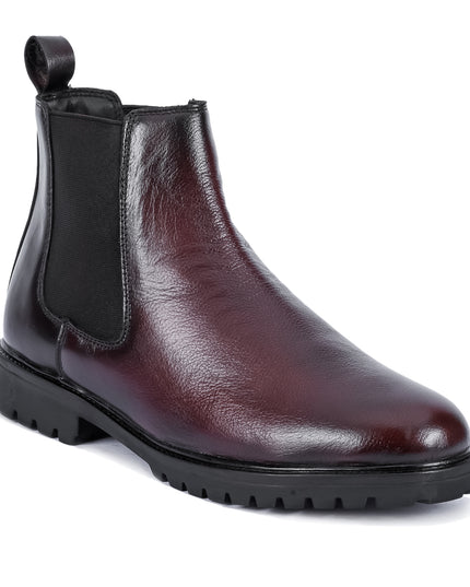 S&B Round Milled Leather Chelsea-Brown