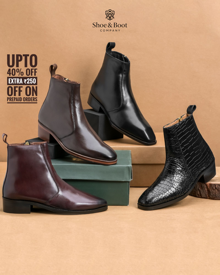 S&B T-Shape Wooden Sole Cuban Chelsea - Black