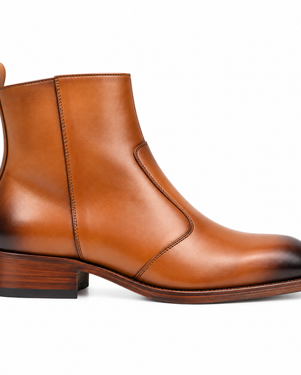 S&B Long Square-Toe Chelsea – Tan