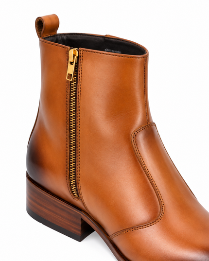 S&B Long Square-Toe Chelsea – Tan