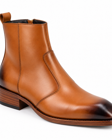 S&B Long Square-Toe Chelsea – Tan