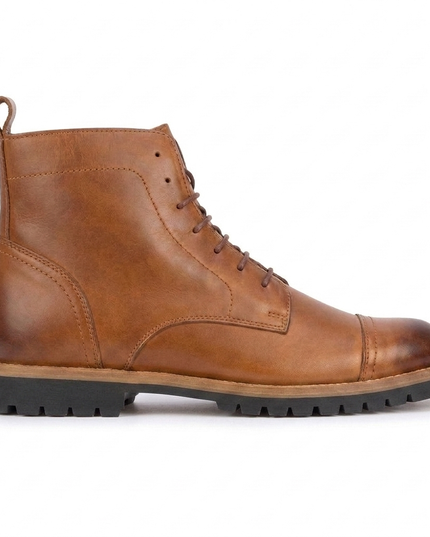 S&B Brown Cap Toe Rugged Boots