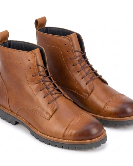 S&B Brown Cap Toe Rugged Boots