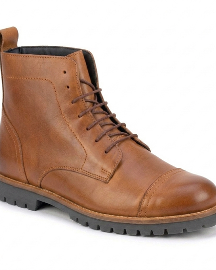 S&B Brown Cap Toe Rugged Boots