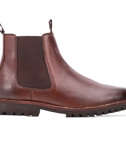 S&B Round Stitched Milled Leather Chelsea - Brown