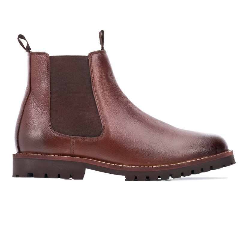 S&B Round Stitched Milled Leather Chelsea - Brown