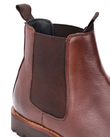 S&B Round Stitched Milled Leather Chelsea - Brown