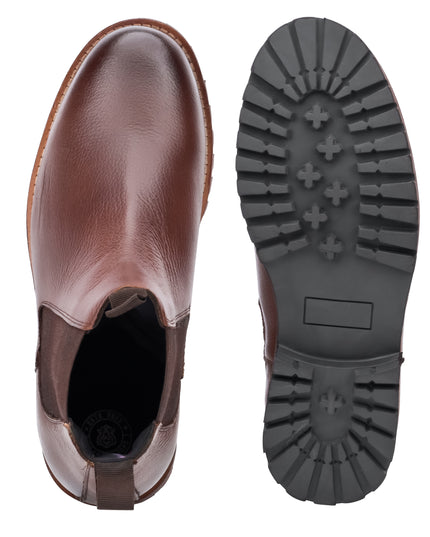 S&B Round Stitched Milled Leather Chelsea - Brown