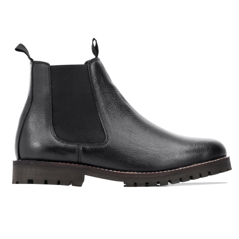 S&B Round Stitched Milled Leather Chelsea - Black