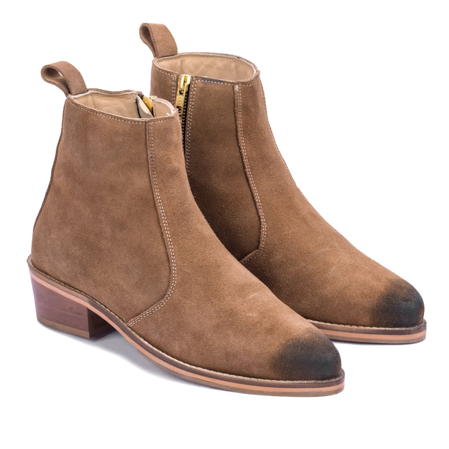 S&B Suede Pointed Chelsea - Beige