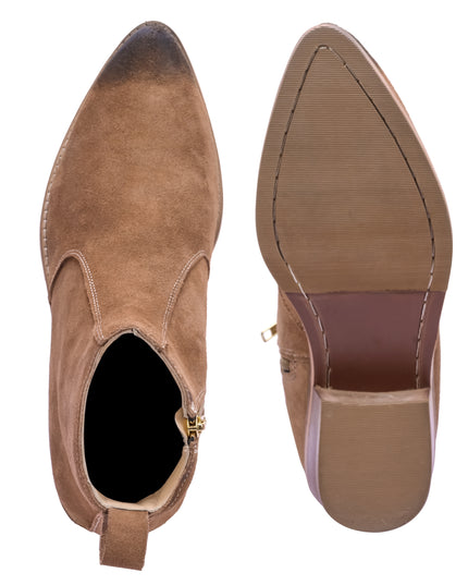 S&B Suede Pointed Chelsea - Beige