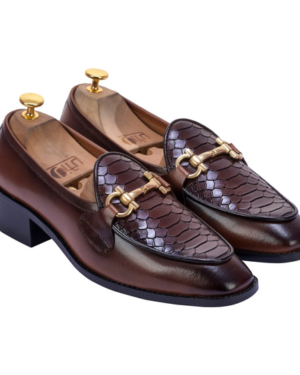 S&B Dual Python Cuban Loafer – Tan