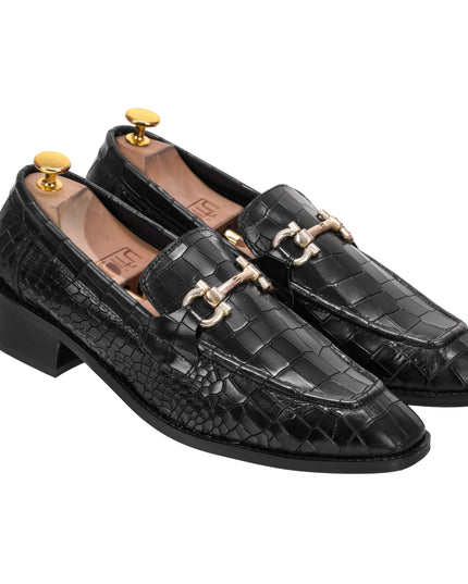 S&B Croco Cuban Loafer – Black