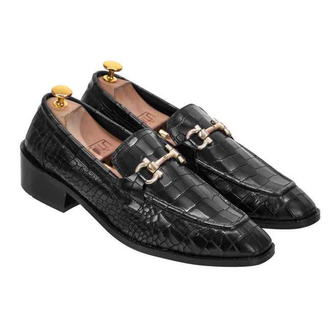 S&B Croco Cuban Loafer – Black
