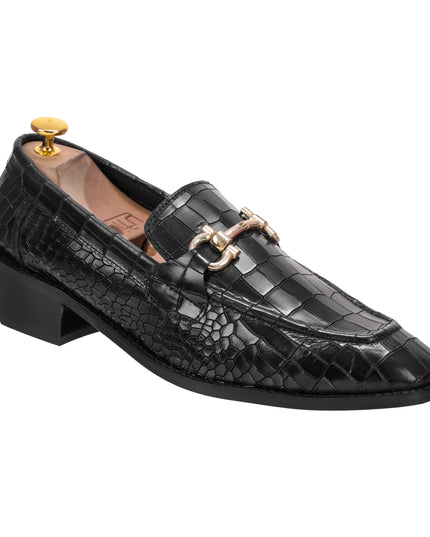 S&B Croco Cuban Loafer – Black