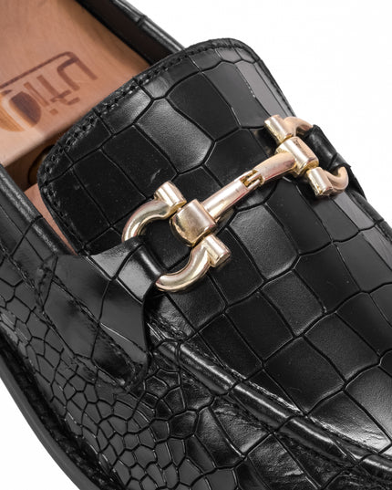 S&B Croco Cuban Loafer – Black