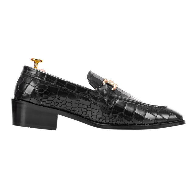 S&B Croco Cuban Loafer – Black