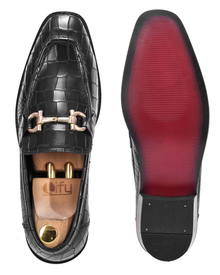 S&B Croco Cuban Loafer – Black