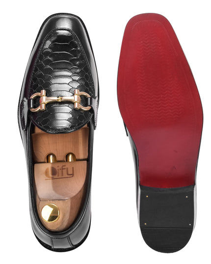 S&B Dual Python Cuban Loafer – Black