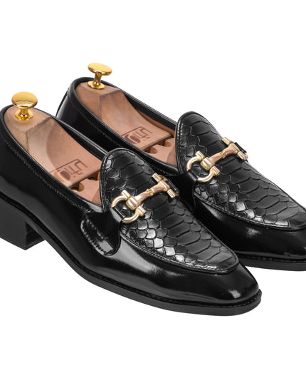 S&B Dual Python Cuban Loafer – Black