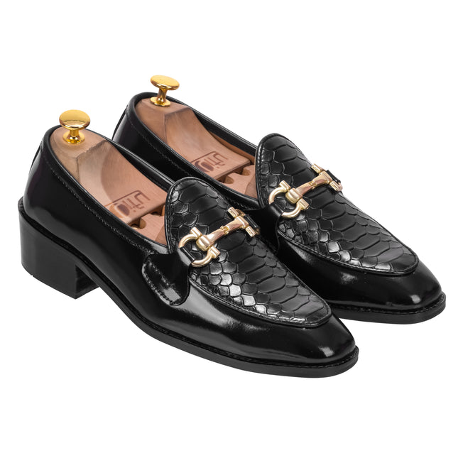 S&B Dual Python Cuban Loafer – Black