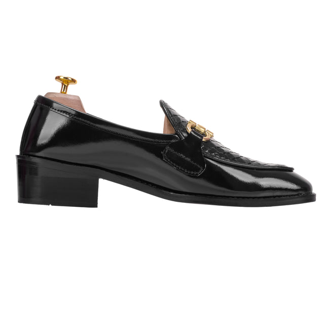 S&B Dual Python Cuban Loafer – Black