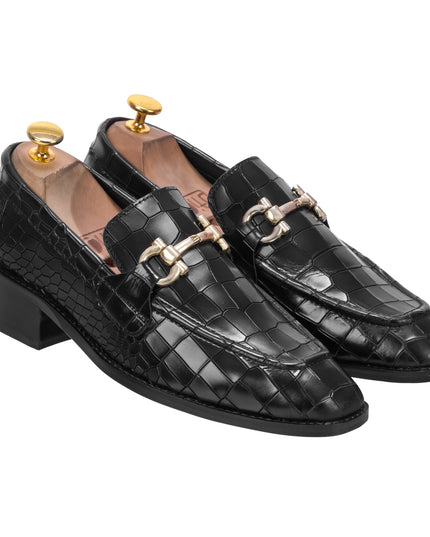 S&B Croco Cuban Loafer – Brown