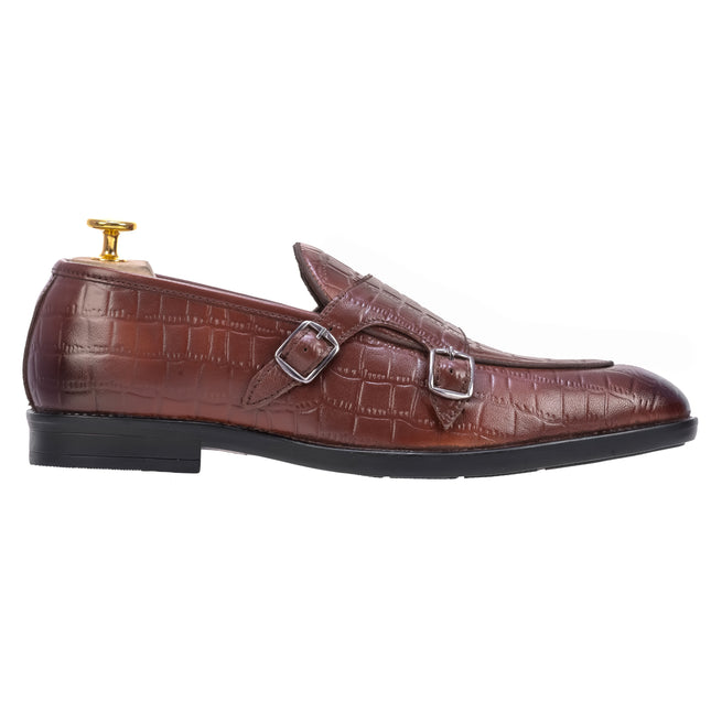 S&B Croco Monk Loafer - Tan