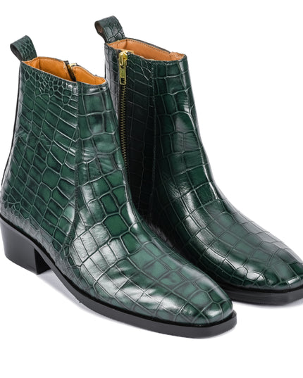 S&B Croco Chelsea with Gold Chain - Green