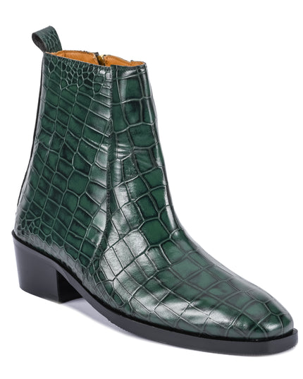 S&B Croco Chelsea with Gold Chain - Green