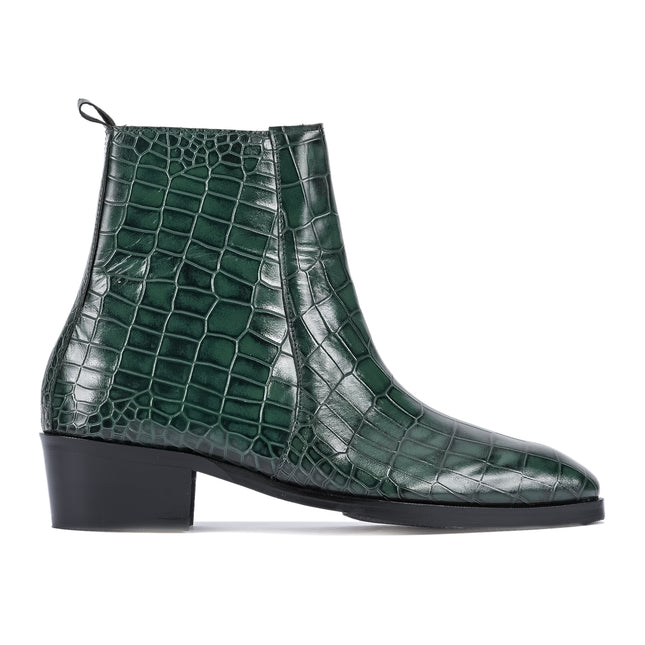 S&B Croco Chelsea with Gold Chain - Green