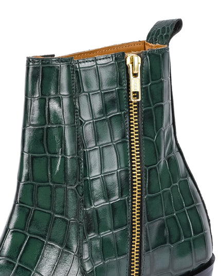 S&B Croco Chelsea with Gold Chain - Green