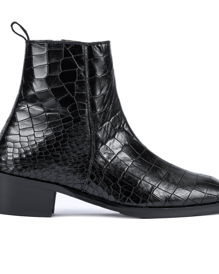 S&B Croco Chelsea with Gold Chain - Black
