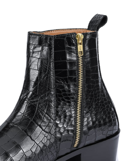 S&B Croco Chelsea with Gold Chain - Black