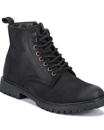 S&B Nubuck Leather Lace-Up Boot - Black