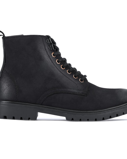 S&B Nubuck Leather Lace-Up Boot - Black